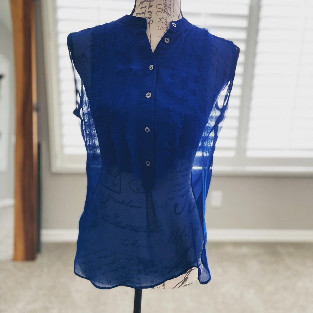 Gap Sleeveless Ruffle Sheer Blouse size M